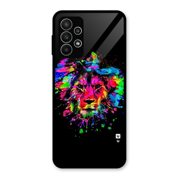 Artistic Lion Art Splash Glass Back Case for Galaxy A23