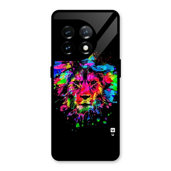 Artistic Lion Art Splash Glass Back Case for OnePlus 11