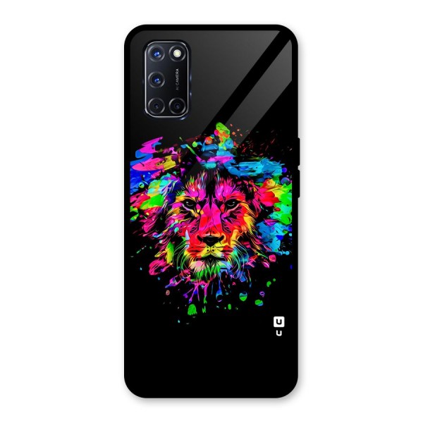 Artistic Lion Art Splash Glass Back Case for Oppo A52