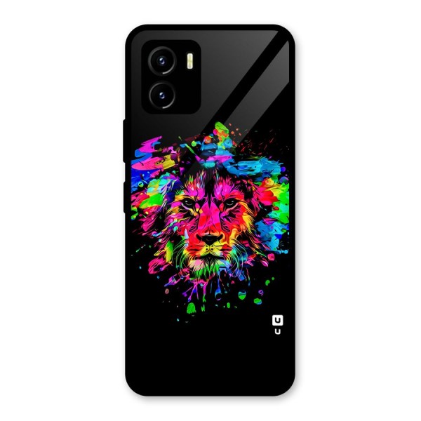 Artistic Lion Art Splash Glass Back Case for Vivo Y15s