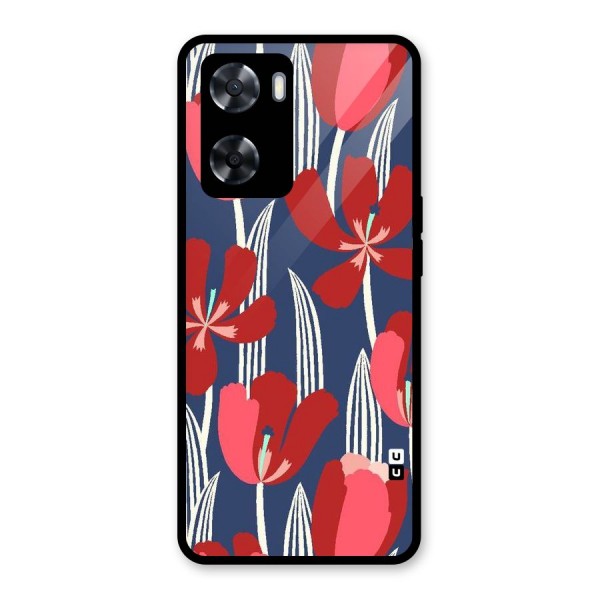 Artistic Tulips Glass Back Case for Oppo A57 2022