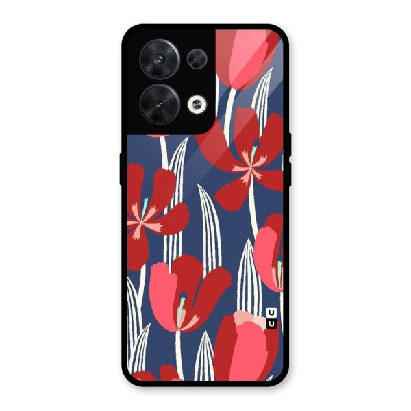 Artistic Tulips Glass Back Case for Oppo Reno8 5G