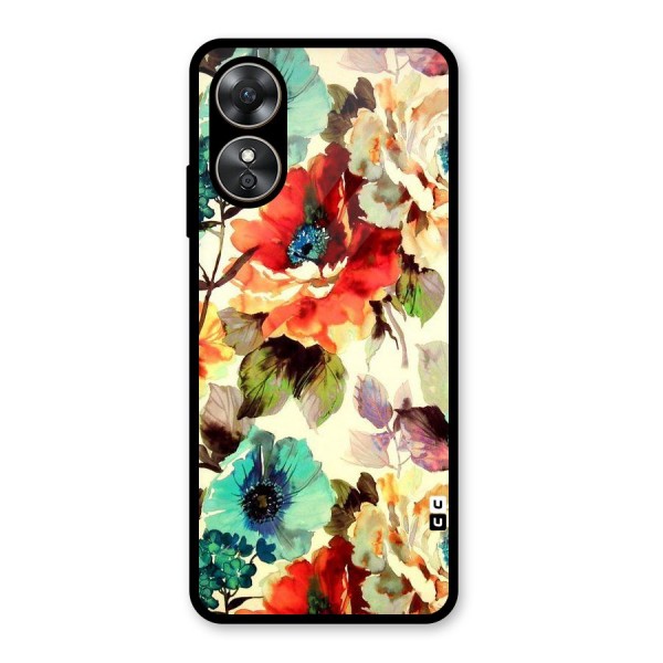 Artsy Bloom Flower Glass Back Case for Oppo A17