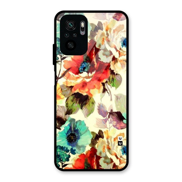 Artsy Bloom Flower Glass Back Case for Redmi Note 10S