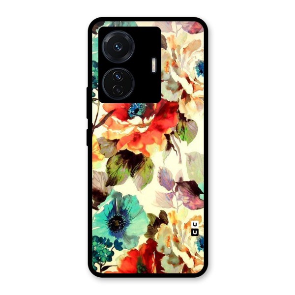 Artsy Bloom Flower Glass Back Case for Vivo T1 Pro