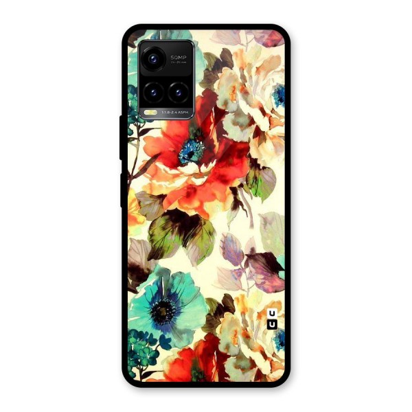 Artsy Bloom Flower Glass Back Case for Vivo Y21 2021