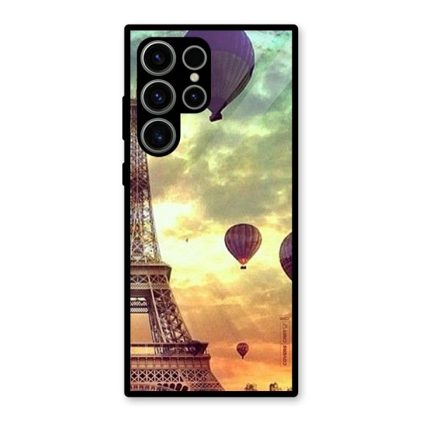 Artsy Hot Balloon And Tower Glass Back Case for Galaxy S23 Ultra