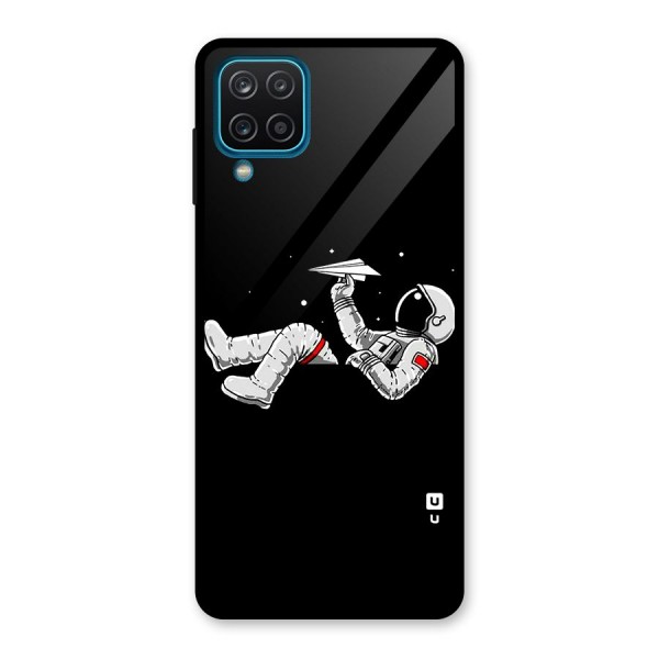 Astronaut Aeroplane Glass Back Case for Galaxy A12