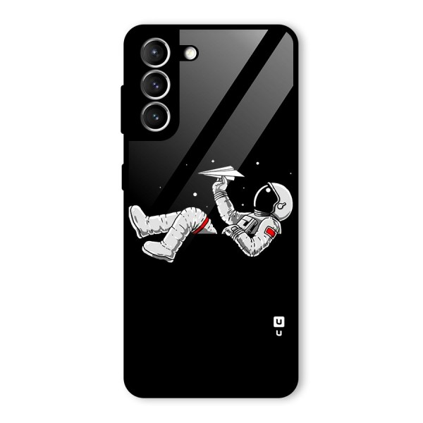 Astronaut Aeroplane Glass Back Case for Galaxy S21 5G