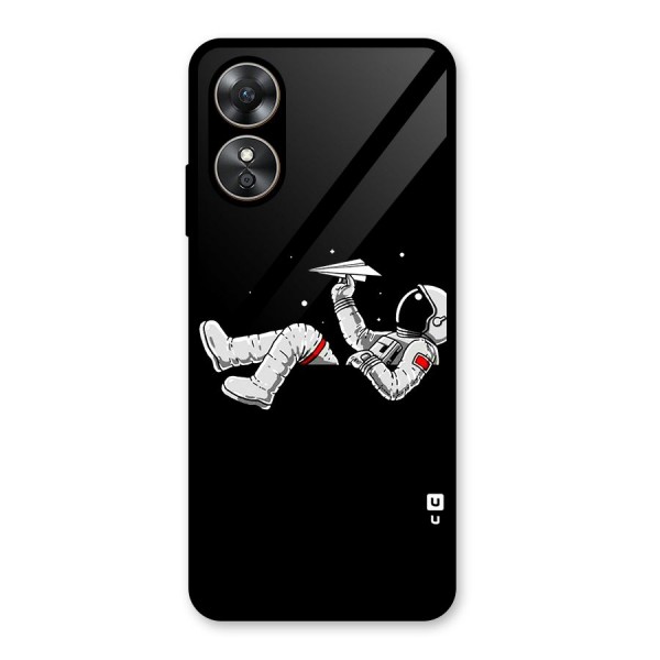 Astronaut Aeroplane Glass Back Case for Oppo A17