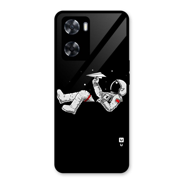 Astronaut Aeroplane Glass Back Case for Oppo A57 2022