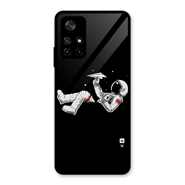 Astronaut Aeroplane Glass Back Case for Poco M4 Pro 5G