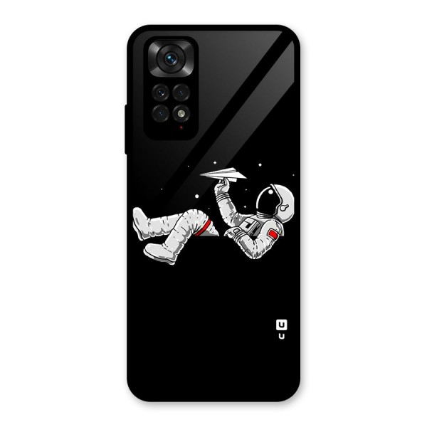 Astronaut Aeroplane Glass Back Case for Redmi Note 11