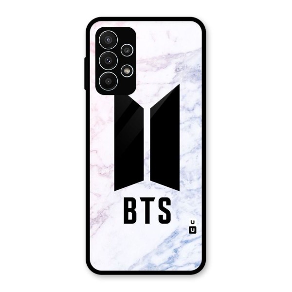 BTS Logo Marble Print Glass Back Case for Galaxy A23