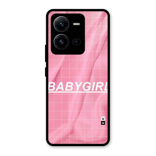 Baby Girl Check Glass Back Case for Vivo V25