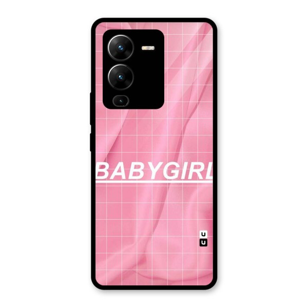 Baby Girl Check Glass Back Case for Vivo V25 Pro