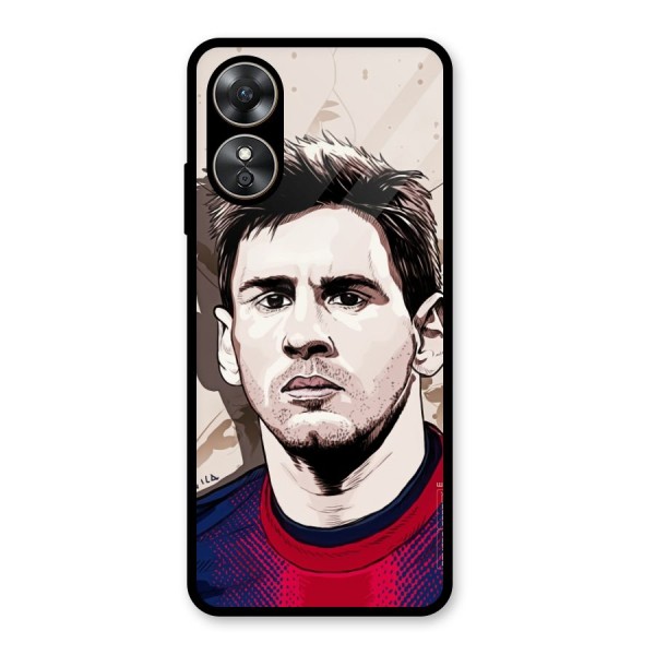 Barca King Messi Glass Back Case for Oppo A17