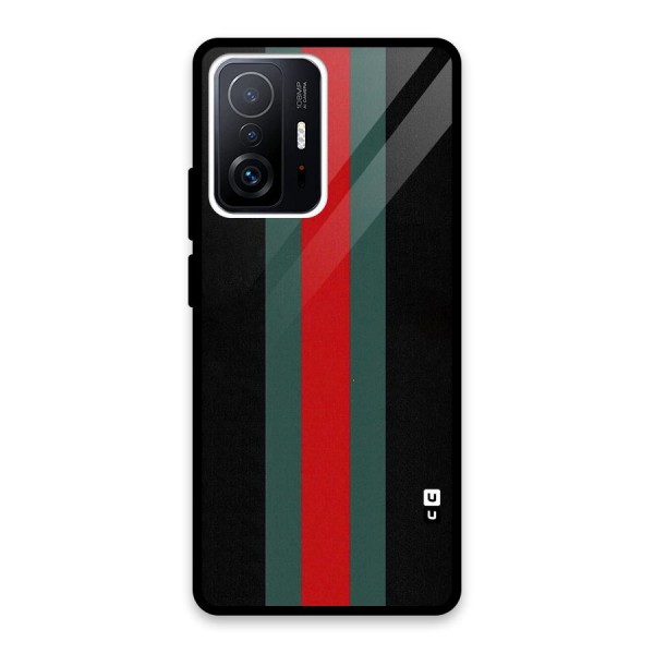 Basic Colored Stripes Glass Back Case for Xiaomi 11T Pro