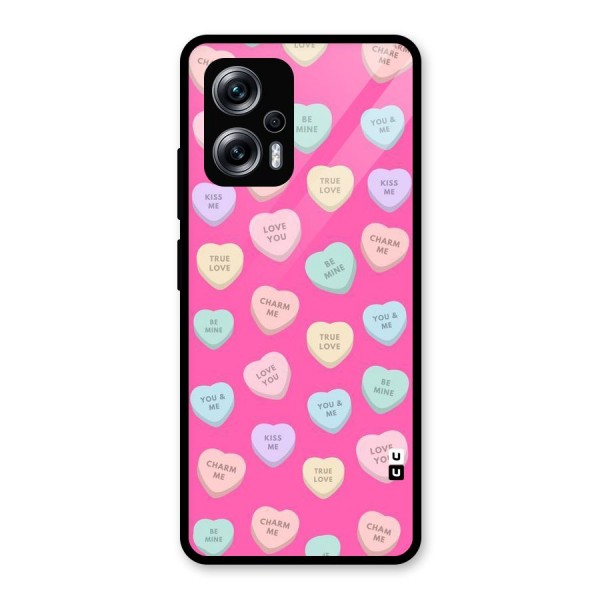 Be Mine Hearts Pattern Glass Back Case for Redmi K50i