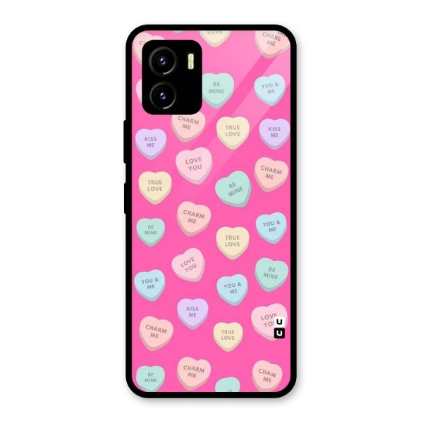 Be Mine Hearts Pattern Glass Back Case for Vivo Y15s