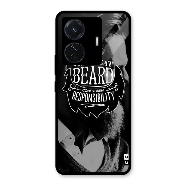 Beard Responsibility Quote Glass Back Case for Vivo T1 Pro