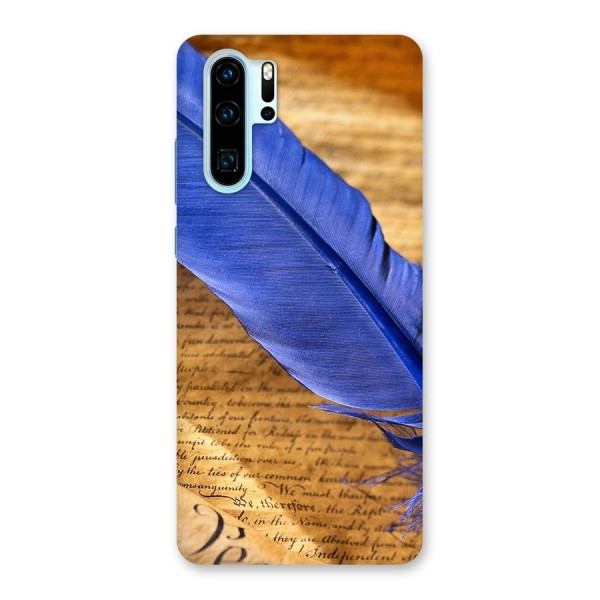 Beautiful Blue Feather Back Case for Huawei P30 Pro