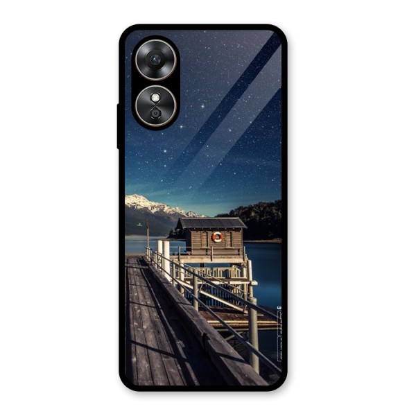 Beautiful Dock Hut Glass Back Case for Oppo A17