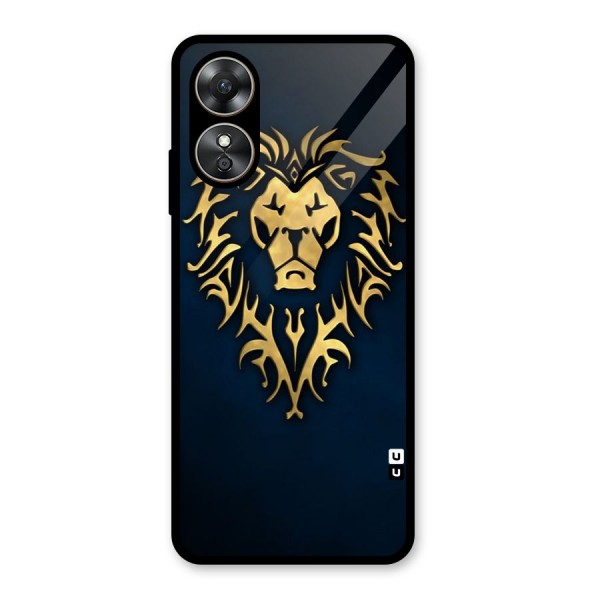 Beautiful Golden Lion Design Glass Back Case for Oppo A17