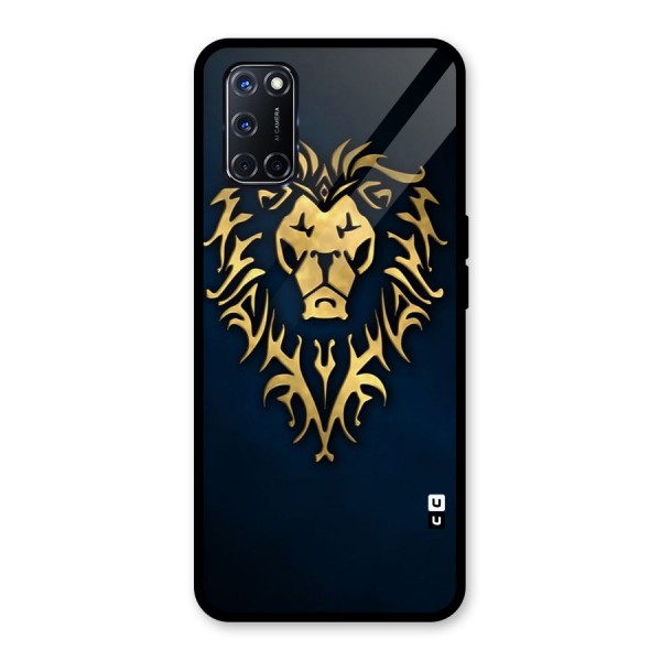 Beautiful Golden Lion Design Glass Back Case for Oppo A52