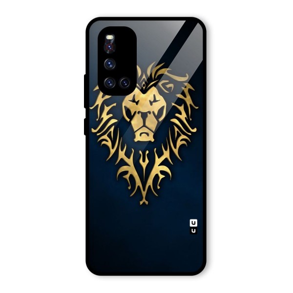 Beautiful Golden Lion Design Glass Back Case for Vivo V19