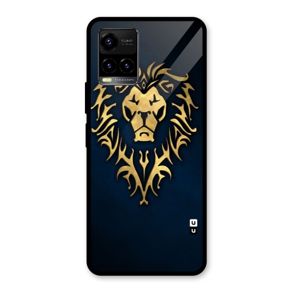 Beautiful Golden Lion Design Glass Back Case for Vivo Y21G