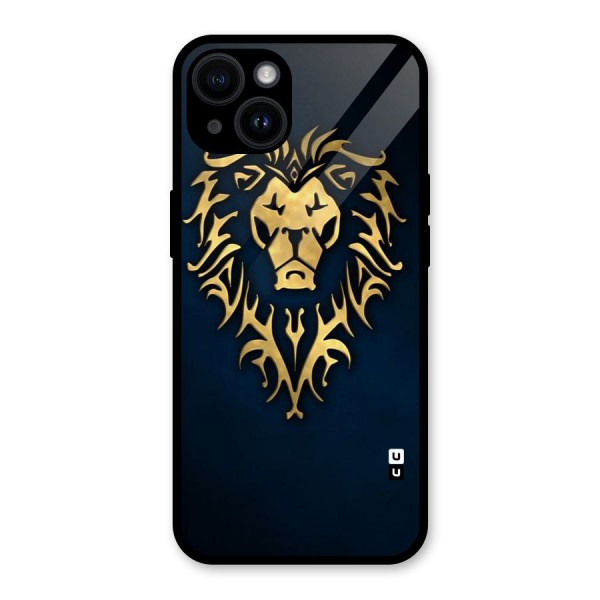 Beautiful Golden Lion Design Glass Back Case for iPhone 14