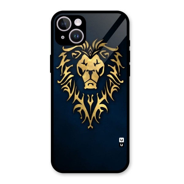 Beautiful Golden Lion Design Glass Back Case for iPhone 14 Plus