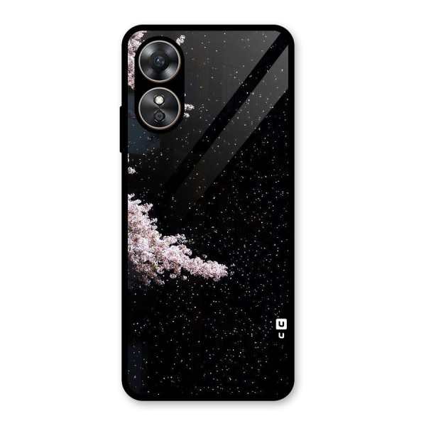 Beautiful Night Sky Flowers Glass Back Case for Oppo A17