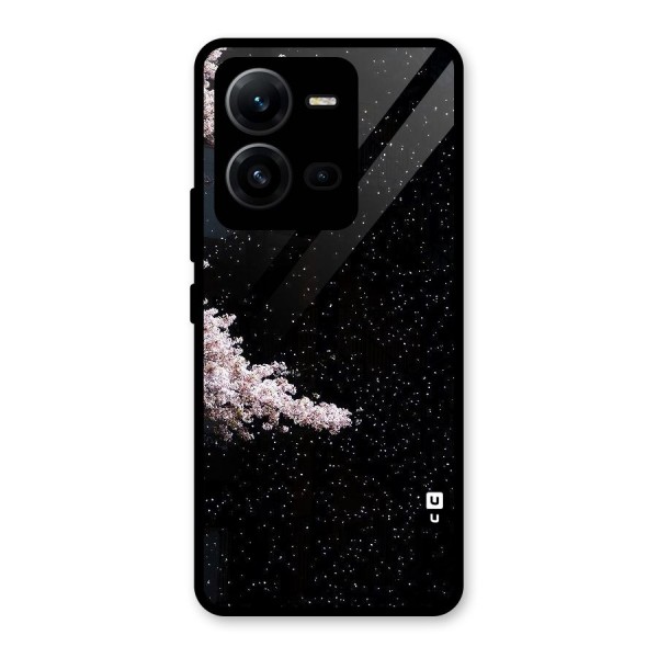 Beautiful Night Sky Flowers Glass Back Case for Vivo V25