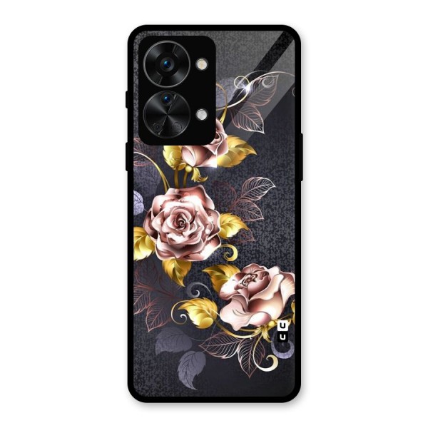 Beautiful Old Floral Design Glass Back Case for OnePlus Nord 2T