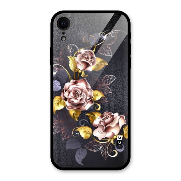 Beautiful Old Floral Design Glass Back Case for XR