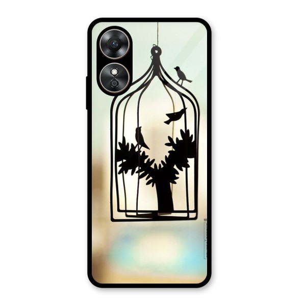 Beautiful Pegion Cage Glass Back Case for Oppo A17