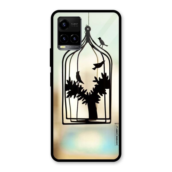 Beautiful Pegion Cage Glass Back Case for Vivo Y21 2021