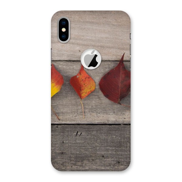 Beautiful Wood Leafs Back Case for iPhone XS Logo Cut