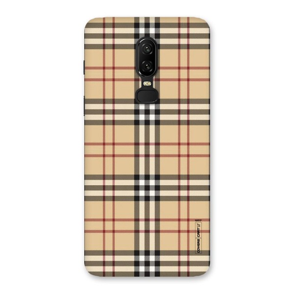 Beige Check Back Case for OnePlus 6