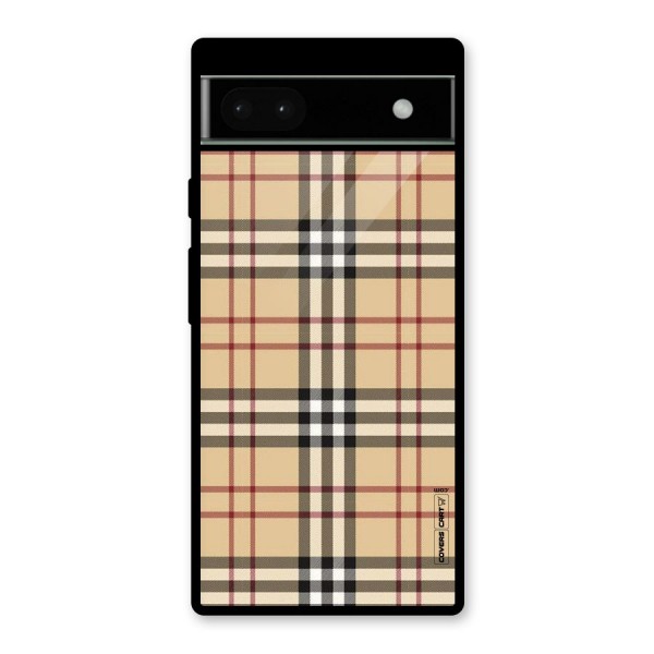 Beige Check Glass Back Case for Google Pixel 6a