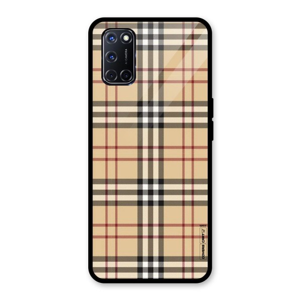 Beige Check Glass Back Case for Oppo A52