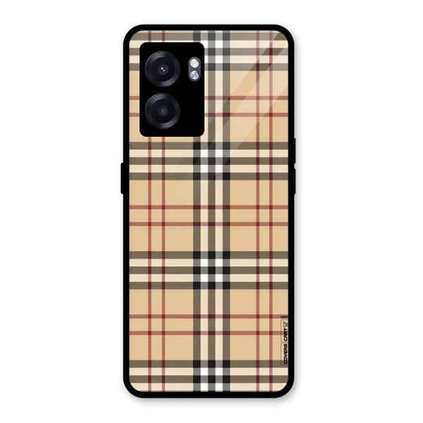 Beige Check Glass Back Case for Oppo K10 (5G)