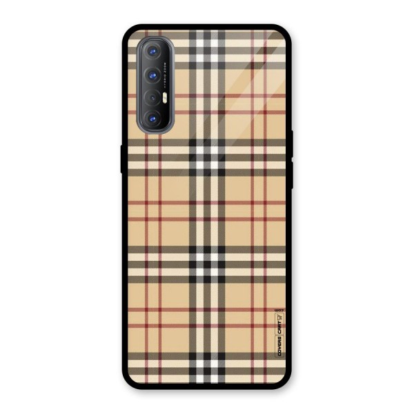 Beige Check Glass Back Case for Oppo Reno3 Pro