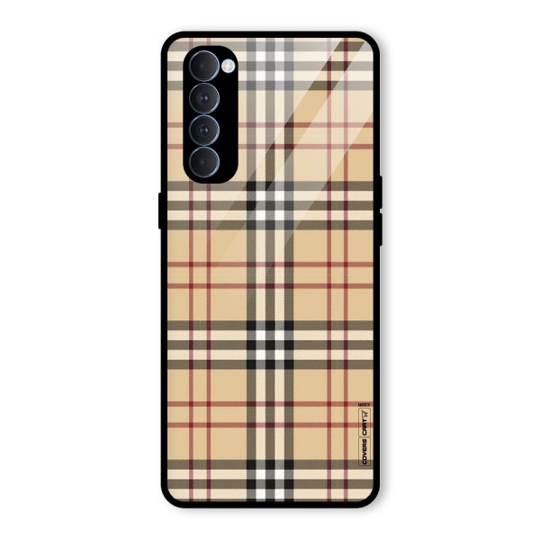 Beige Check Glass Back Case for Oppo Reno4 Pro