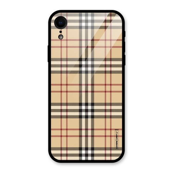 Beige Check Glass Back Case for XR