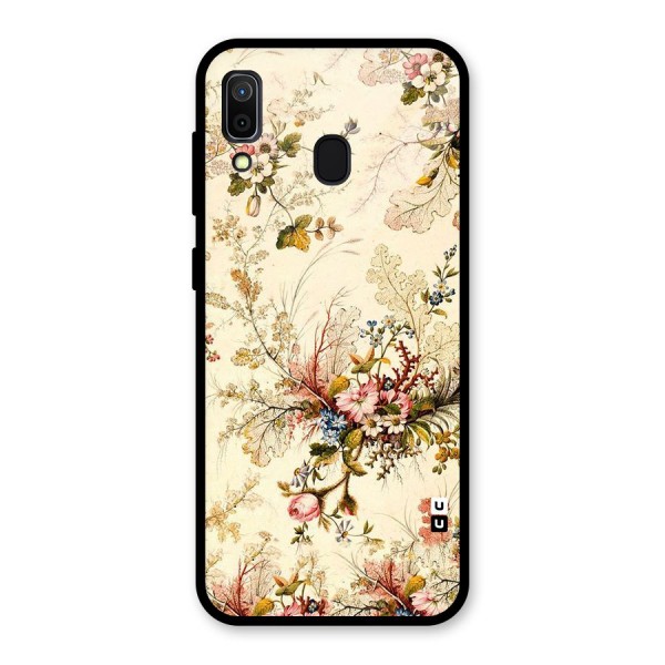 Beige Floral Glass Back Case for Galaxy A30