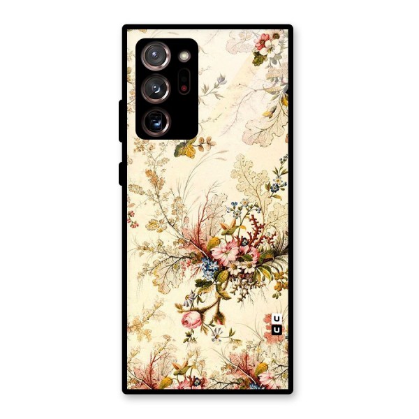 Beige Floral Glass Back Case for Galaxy Note 20 Ultra