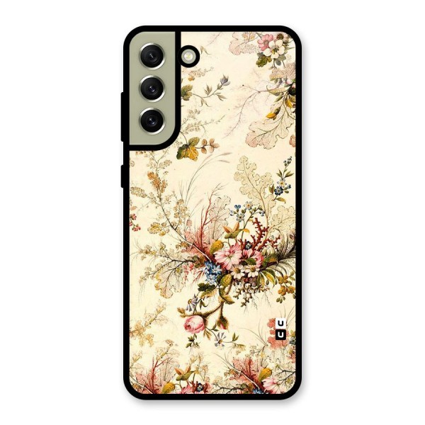 Beige Floral Glass Back Case for Galaxy S21 FE 5G